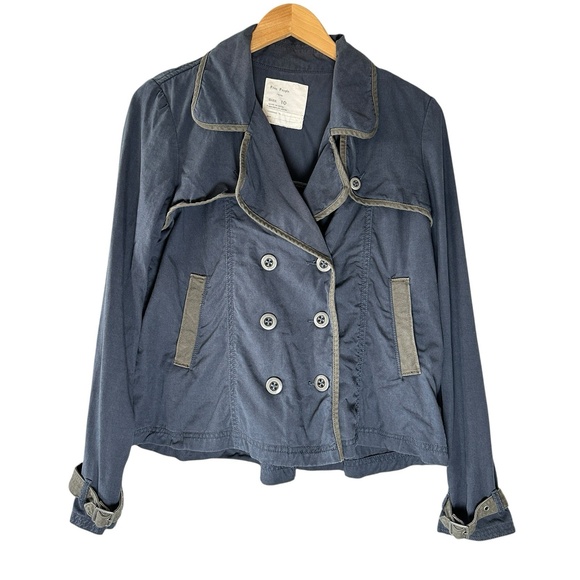 Free People Military Peacoat Jacket Womens 10 Blue Utility Y2K Academia Indie - Picture 1 of 16